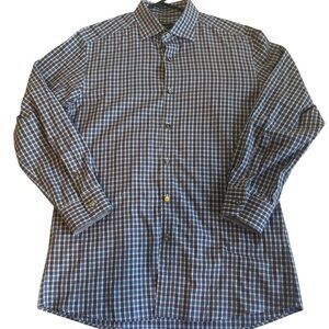ERMENEGILDO ZEGNA Men’s Plaid Dress Shirt Multicolor Size Large